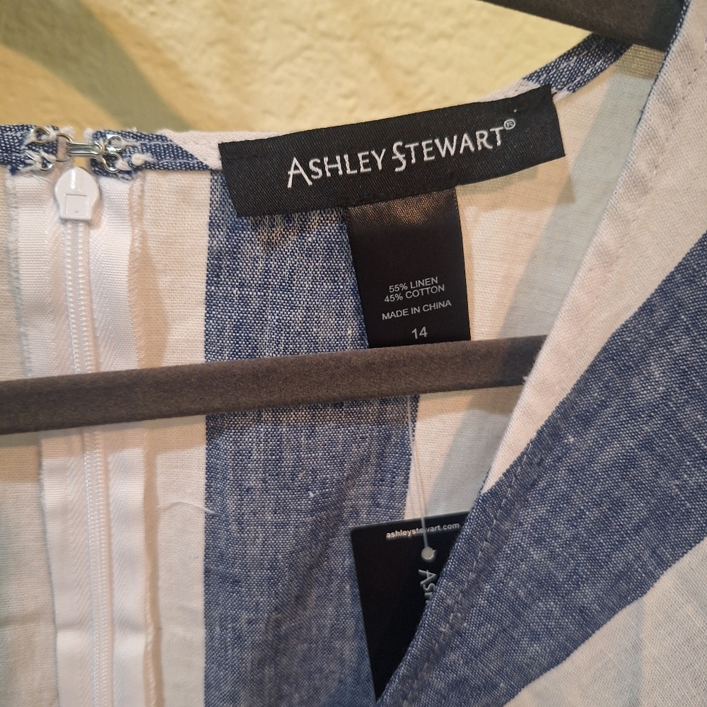 NWT - Ashley Stewart Blue/Cream Striped Maxi Dress sz14 - Picture 6 of 8